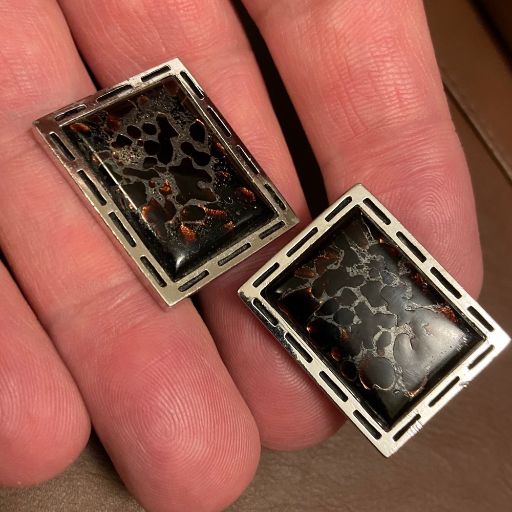 COPY - Large Vintage Silver & Dark color cufflinks